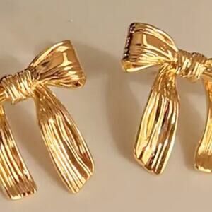 Gold Bow Stud Earrings